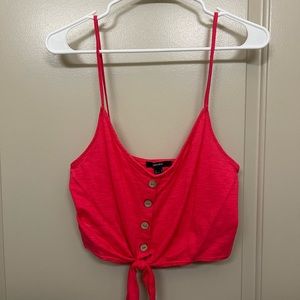 Size medium forever 21 cropped tank top in bright pink color